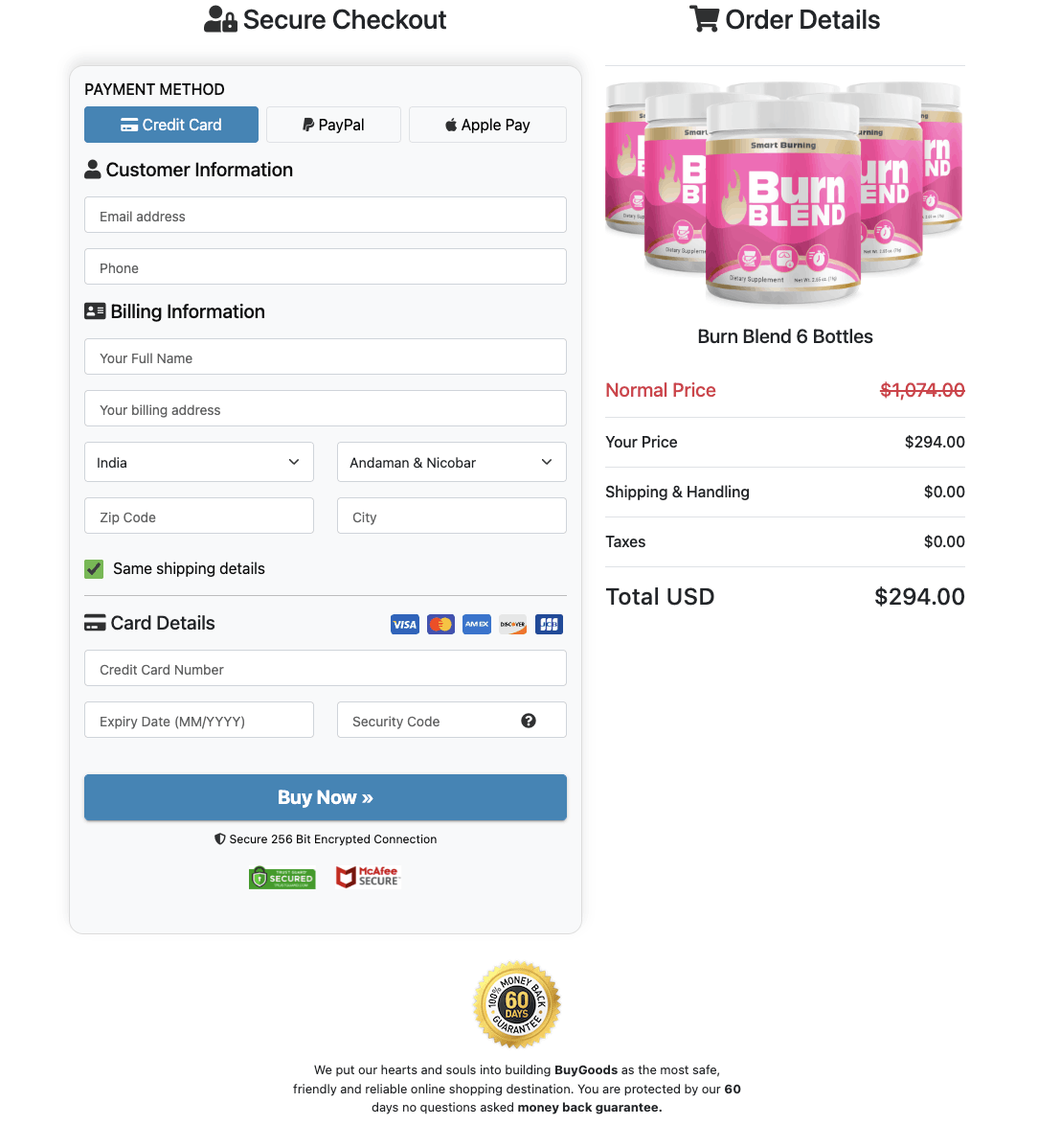 BurnBlend-order-page